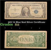 1957 $1 Blue Seal Silver Certificate Grades f+