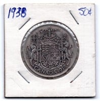 1938 Canada 50 Cent Silver Coin