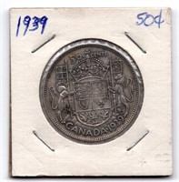 1939 Canada 50 Cent Silver Coin