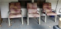 Lot of 3 Aluminum Chairs & Cushions Adjustable