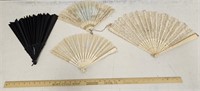 (4) Old Hand Held Fans- As Found