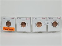 Four Proof Lincoln Pennies