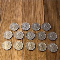 (14) Canada 25 Cent Coins