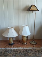 2 brass table lamps and floor lamp .  Look at the