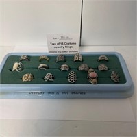 15 Costume Jewelry Rings, Display Not Included