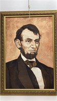 President Lincoln hand painted portrait on board,