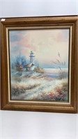 Original painting on canvas of lighthouse all in