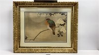 Stunning framed Asian bird in cherry tree double