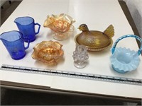 Carnival glass and other glass items