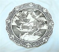 Antique Chinese Hand Carved White Cinnabar Plate
