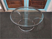 SMALL GLASS TOP CHROME TABLE