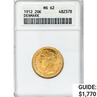 1912 20K 8.96g Denmark Gold ANACS MS62