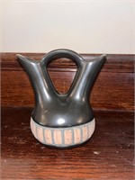 Vintage Navajo Black Pottery Wedding Vase - HB