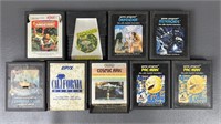 Nine Vintage Atari Game Cartridges