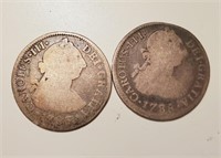 Coins 1785 & 1788 Carolus III Mexico