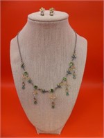 Costume Flower Necklace & Earrings