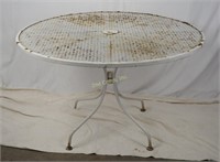 Vintage White Wrought Iron Patio Umbrella Table