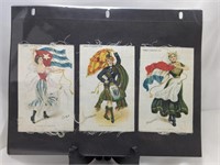 1910 to 1916 Set of 3 Nebo Cigarettes Silk Flags