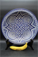 Vtg. Blue & White Stoneware Moroccan Bowl