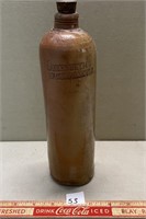 GREAT ANTIQUE STAMPED POTTERY BOTTLE