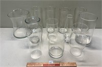 LARGE LOT OF  CLEAR GLASS VASES - DIFFERENT SIZES