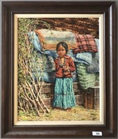 Jimmy Abeita, Native American Child Oil/Canvas