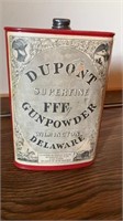 Vintage Tin DuPont super fine FFF gunpowder,