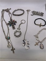 RELIGIOUS LOT OF MIXED JEWELRY & KEYCHAIN