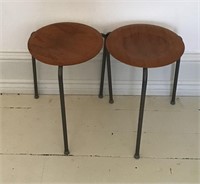 PAIR DANISH TEAK DOT STOOLS ARNE JACOBSEN?