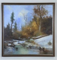 RIVERSCENE SIGNED OIL ON CANVAS PAINTING
