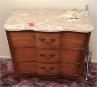 Small wavefront chest of drawers w/marble top