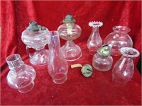 Oil Lamp Lot. Many Shades included.