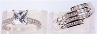 Jewelry Lot of 2 Sterling Silver CZ Cocktail Rings
