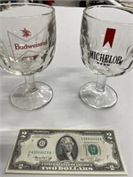 Budweiser & Michelob Goblets: Heavy Glass