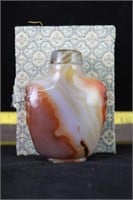 Vintage Stone Snuff Bottle with case