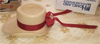 MADE IN EQUIDOR STRAW HAT W/RED RIBBON