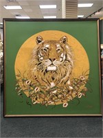 Mid Century modern framed screen print of Tiger