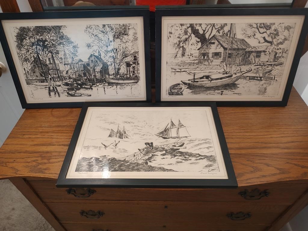3 Prints by Lionel Barrymore