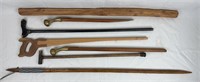 7 Wooden Walking Sticks/Canes, incl. Brass Horse