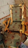 Log Rocking Chair with Foot Stool