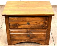 Country Influenced Stained Pine Wood Nightstand