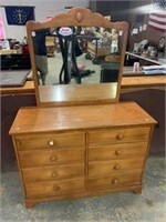 Maple 8-Drawer Dresser w/ Mirror