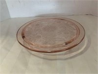 Pink Depression Footed Desert Tray / Plate
