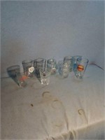 Collection of 8 drinking glasses includes Coors,
