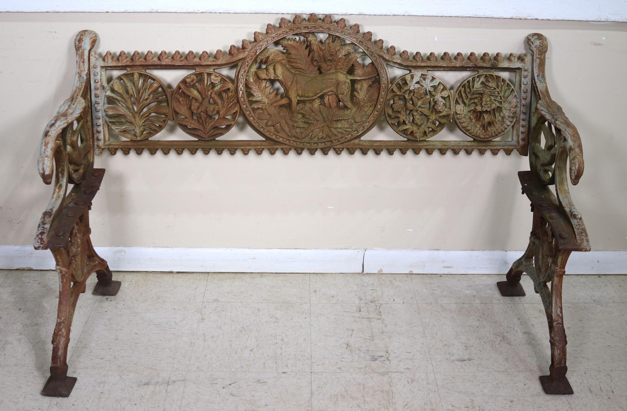 Antique Highly Ornate Cast Iron Garden Bench