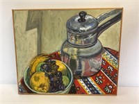 Old Coffeepot and Grapes Oil Artwork