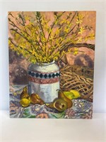 Solomon Pears and Forsythia Oil Painting