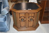 2-Door Wood Leather Top End Table