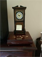 Wood clock decorated jewelry box with beautiful