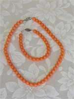 16" CORAL NECKLACE WITH MATCHING 7" BRACELET